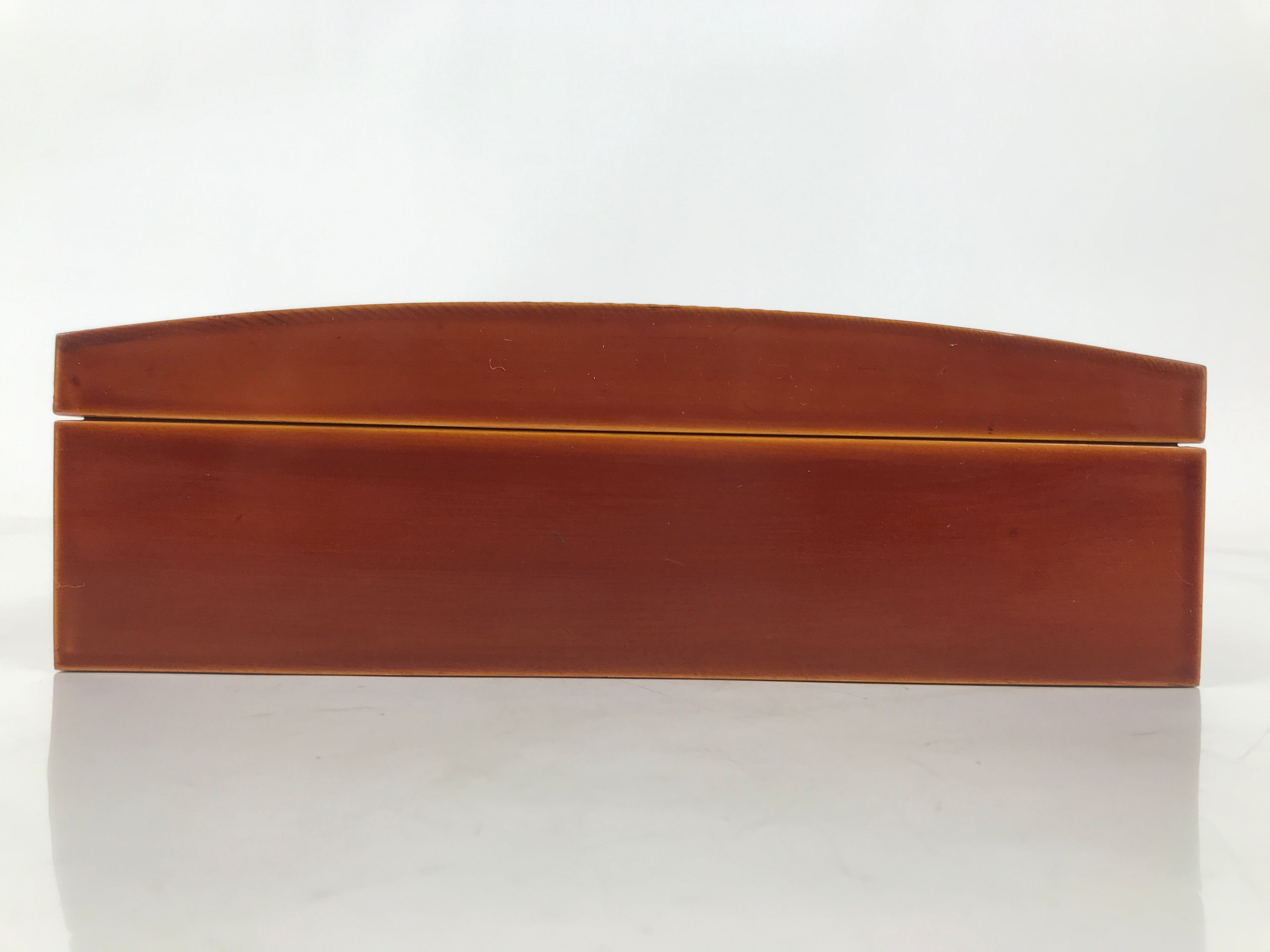 Japanese Lacquered Wooden Lidded Fumibako Letter Box Vtg Shunkei Nuri Brown FB89
