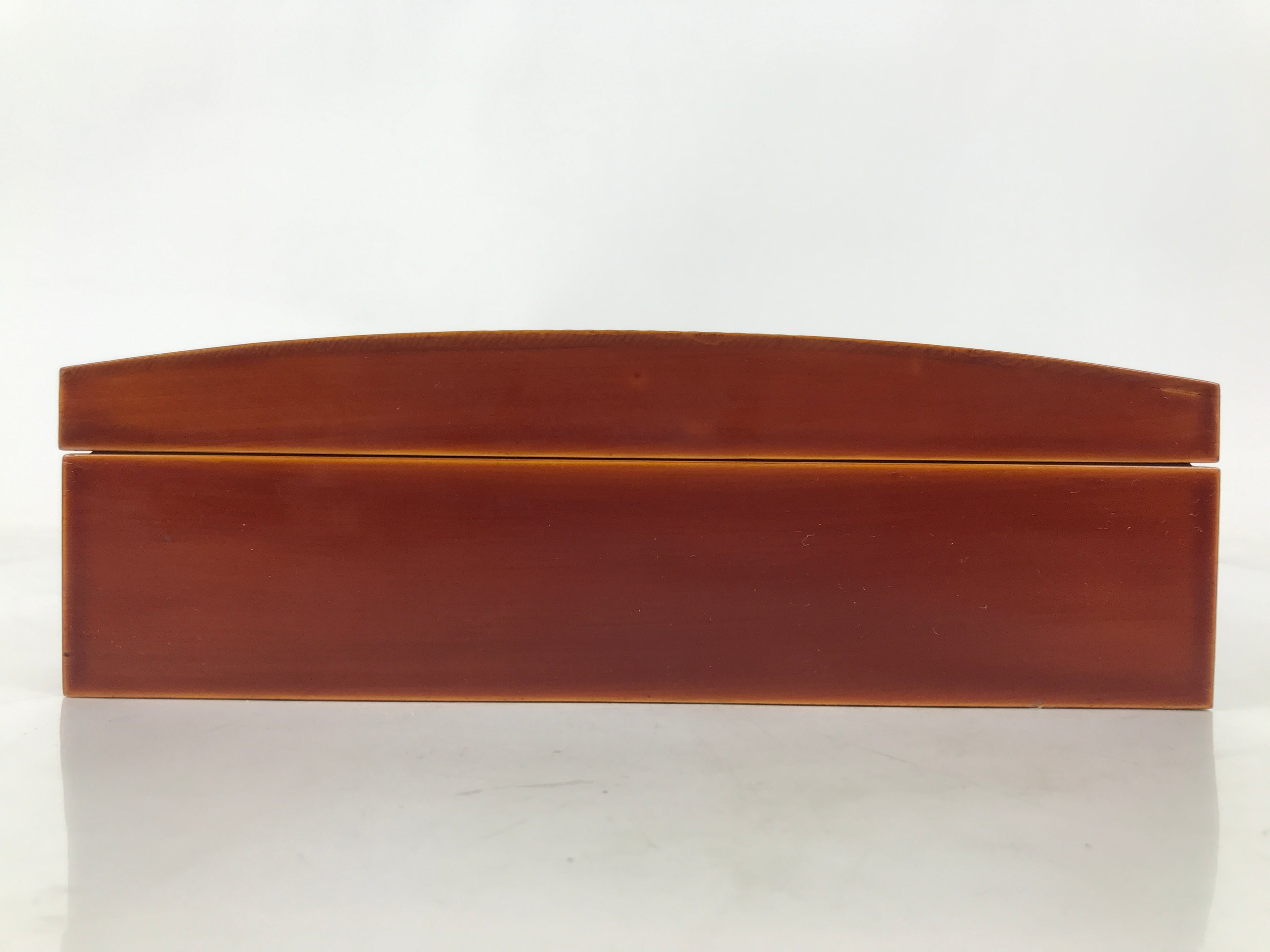 Japanese Lacquered Wooden Lidded Fumibako Letter Box Vtg Shunkei Nuri Brown FB89