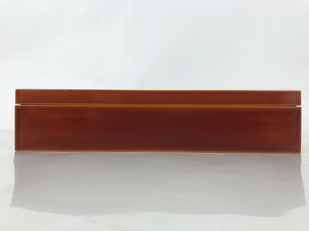 Japanese Lacquered Wooden Lidded Fumibako Letter Box Vtg Shunkei Nuri Brown FB89