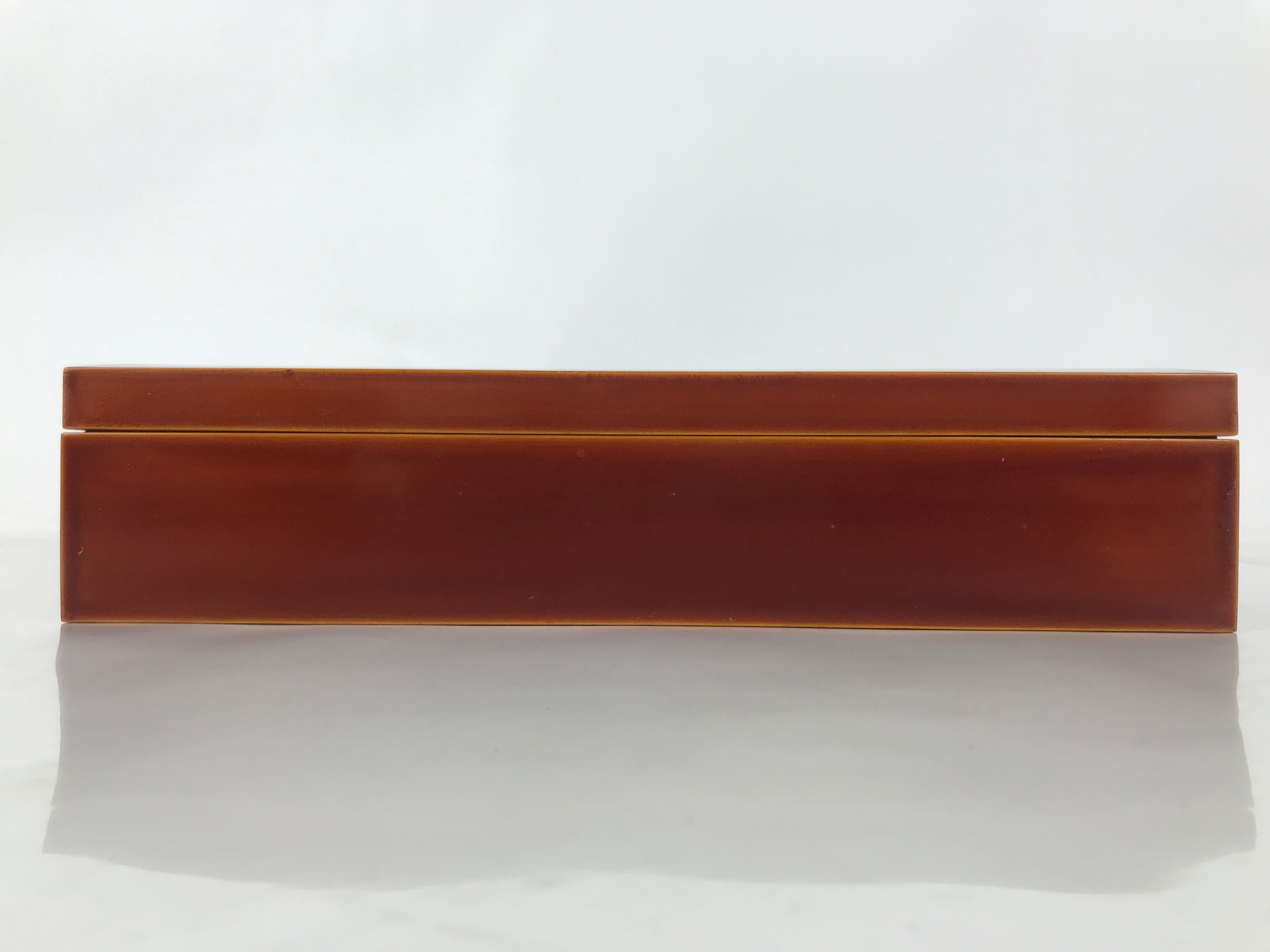 Japanese Lacquered Wooden Lidded Fumibako Letter Box Vtg Shunkei Nuri Brown FB89