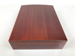 Japanese Lacquered Wooden Lidded Fumibako Letter Box Vtg Shunkei Nuri Brown FB92