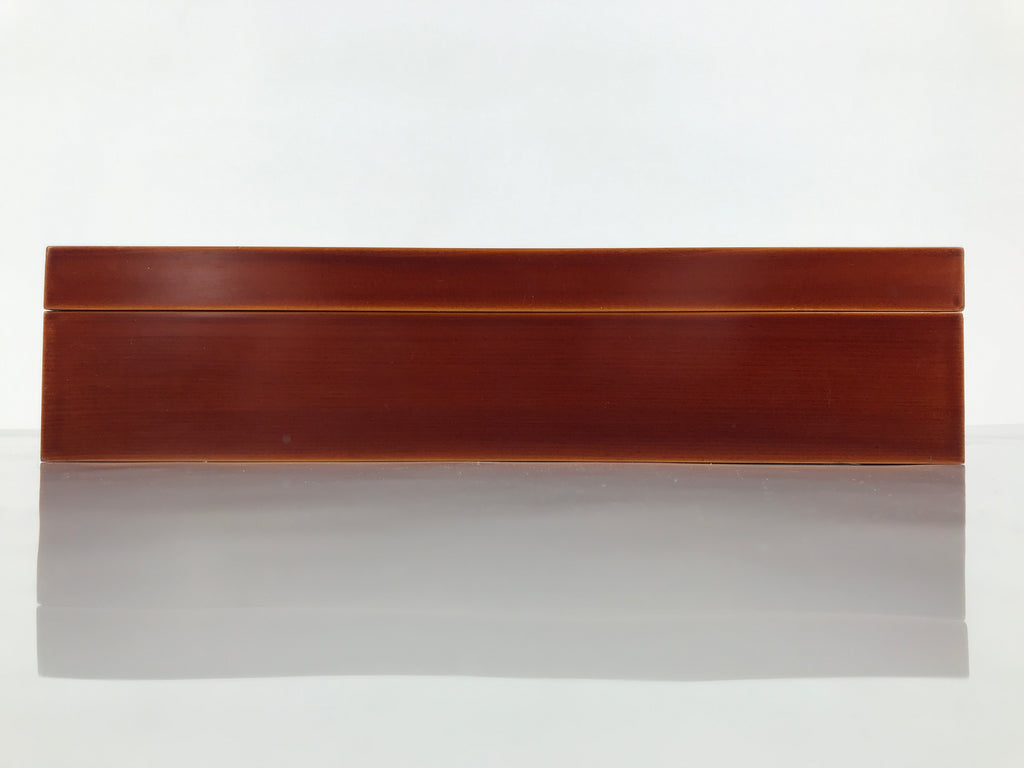 Japanese Lacquered Wooden Lidded Fumibako Letter Box Vtg Shunkei Nuri Brown FB92