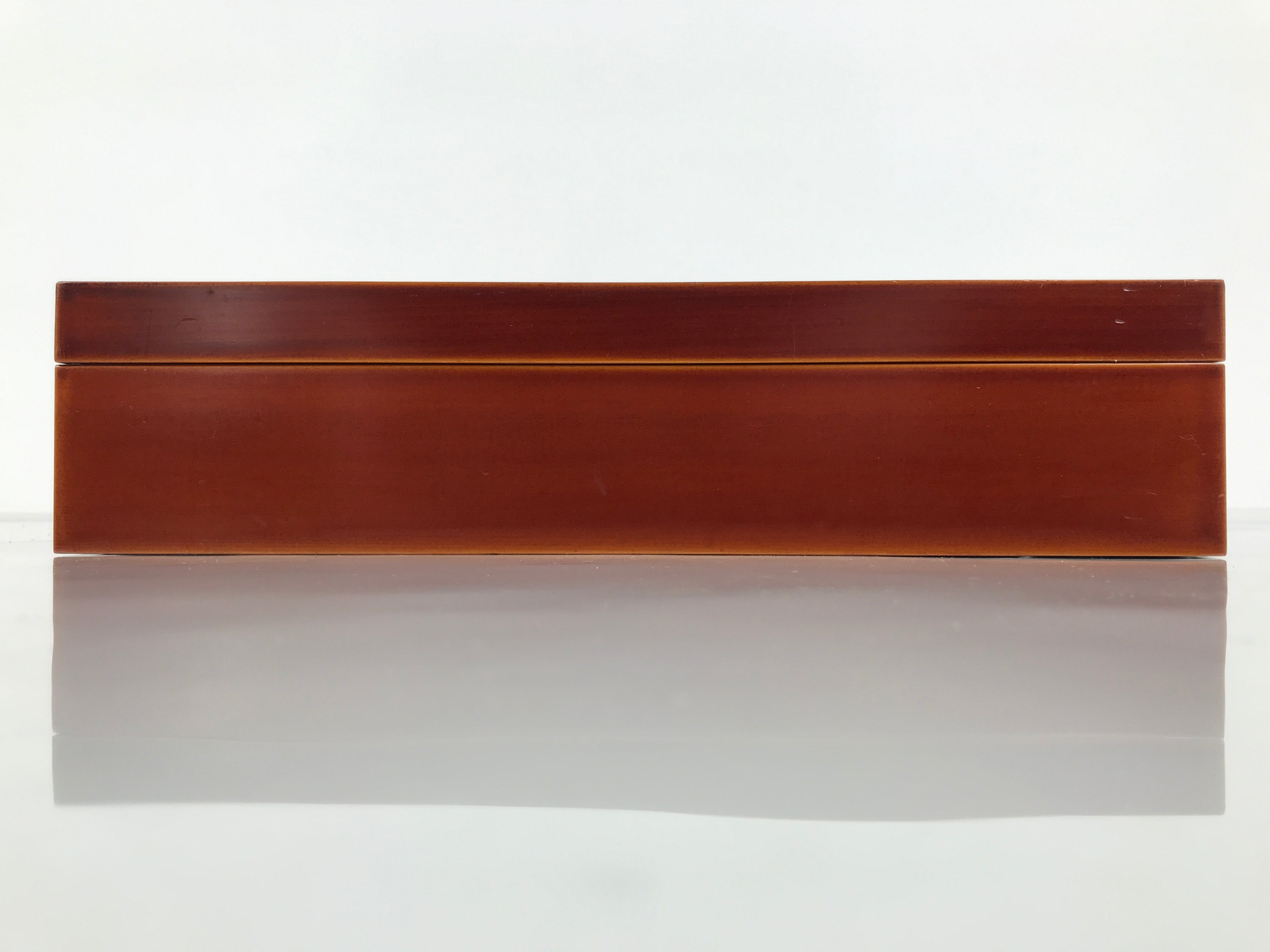 Japanese Lacquered Wooden Lidded Fumibako Letter Box Vtg Shunkei Nuri Brown FB92