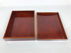 Japanese Lacquered Wooden Lidded Fumibako Letter Box Vtg Shunkei Nuri Brown FB92