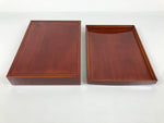 Japanese Lacquered Wooden Lidded Fumibako Letter Box Vtg Shunkei Nuri Brown FB93