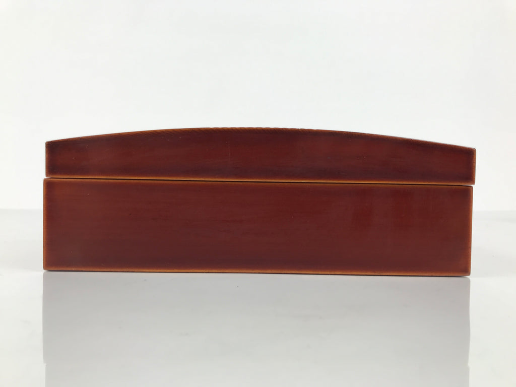 Japanese Lacquered Wooden Lidded Fumibako Letter Box Vtg Shunkei Nuri Brown FB93