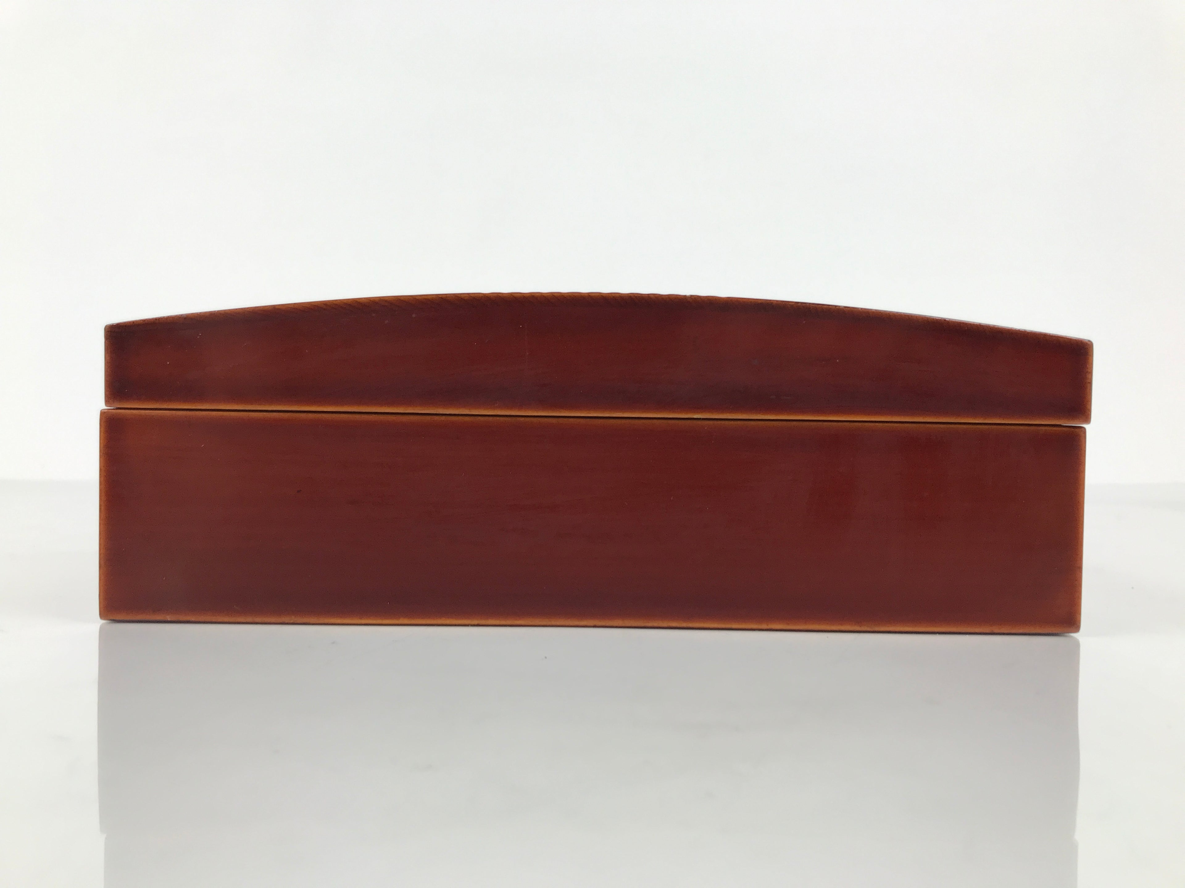 Japanese Lacquered Wooden Lidded Fumibako Letter Box Vtg Shunkei Nuri Brown FB93