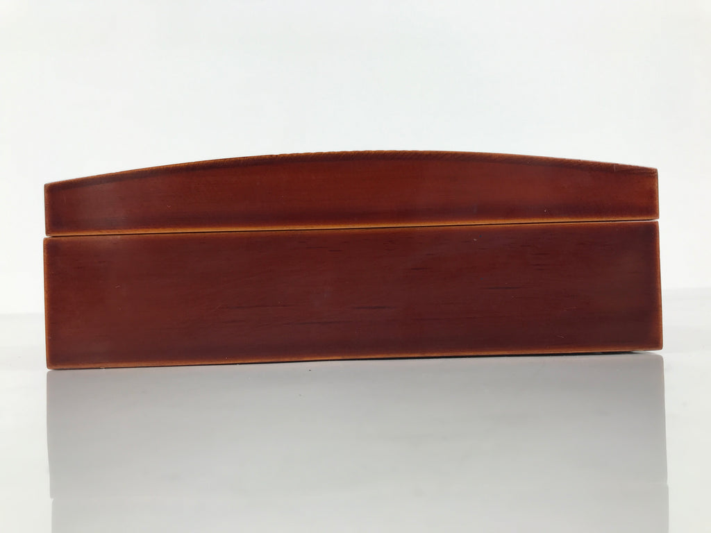Japanese Lacquered Wooden Lidded Fumibako Letter Box Vtg Shunkei Nuri Brown FB93