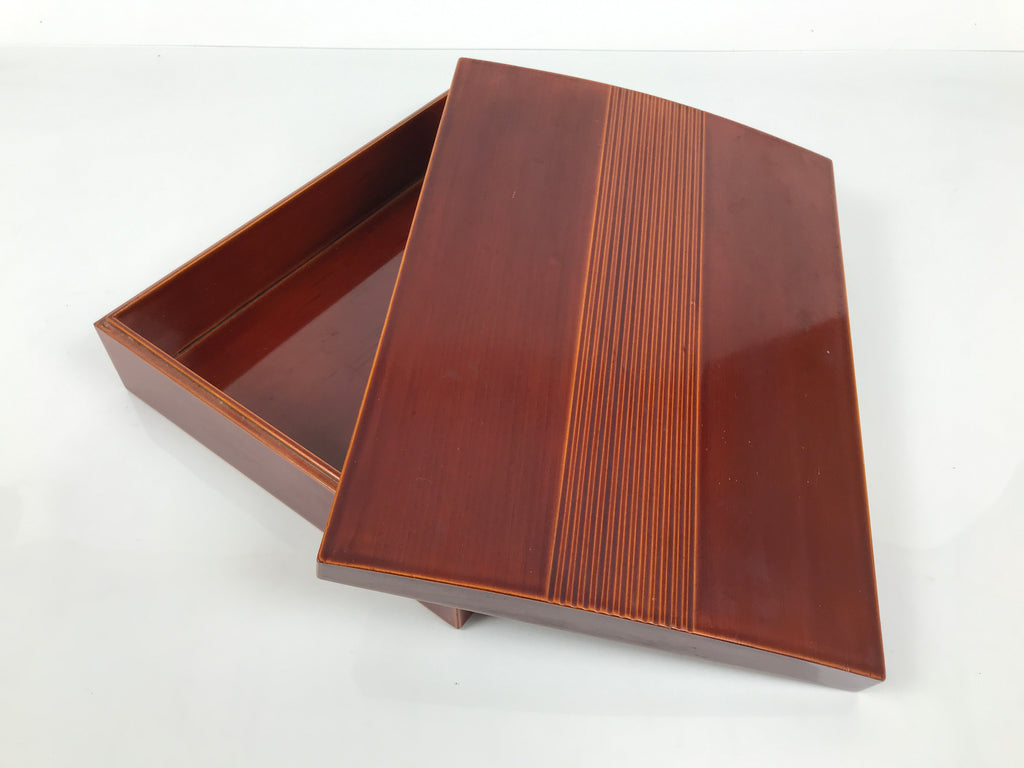 Japanese Lacquered Wooden Lidded Fumibako Letter Box Vtg Shunkei Nuri Brown FB93