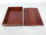 Japanese Lacquered Wooden Lidded Fumibako Letter Box Vtg Shunkei Nuri Brown FB93