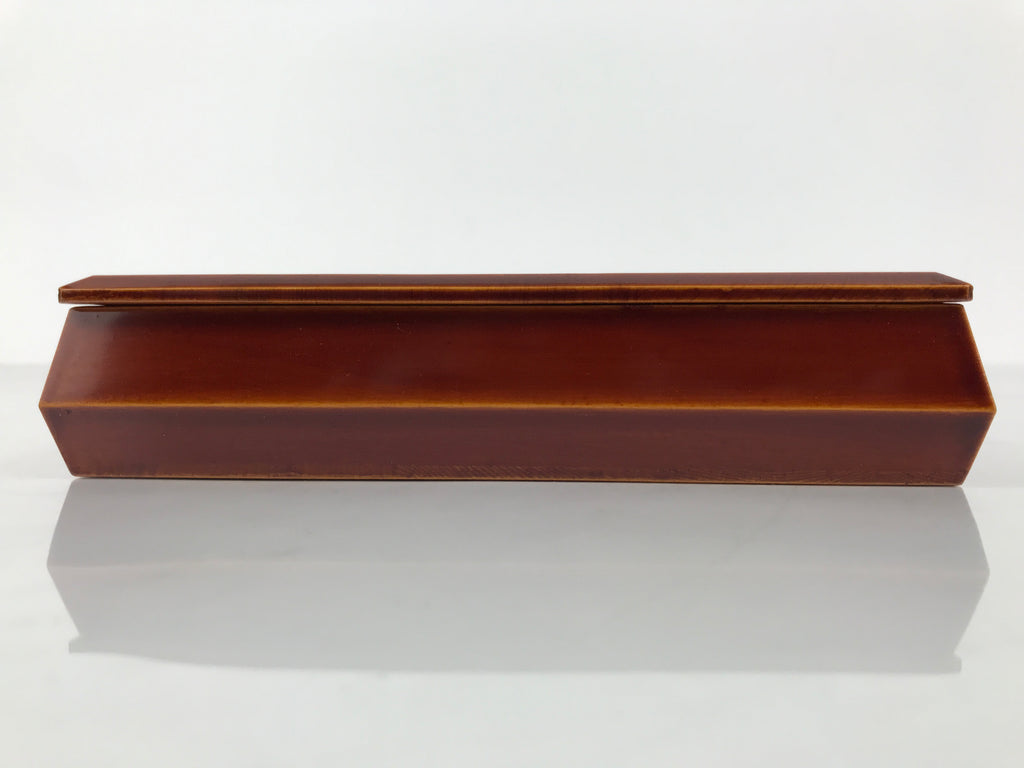 Japanese Lacquered Wooden Lidded Fumibako Letter Box Vtg Shunkei Nuri Brown LWB1