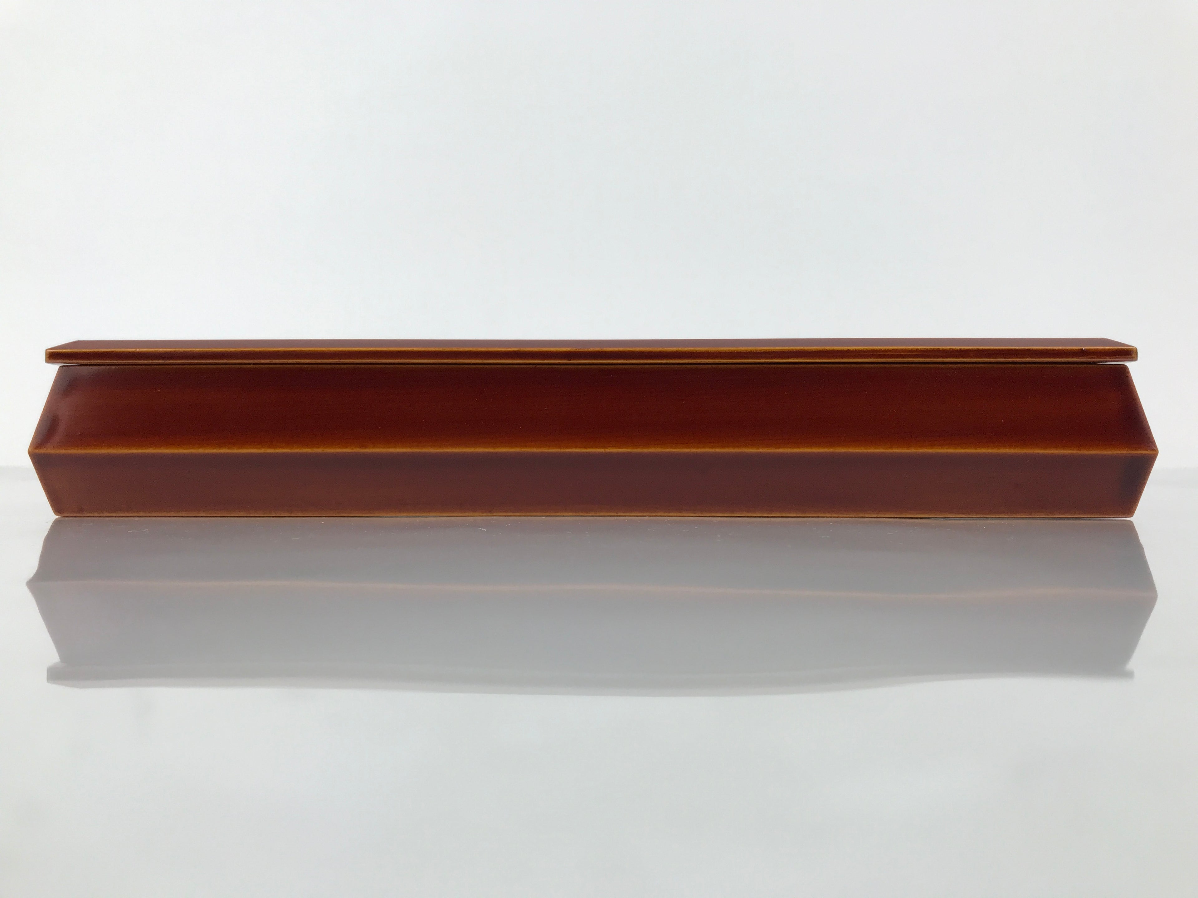 Japanese Lacquered Wooden Lidded Fumibako Letter Box Vtg Shunkei Nuri Brown LWB1