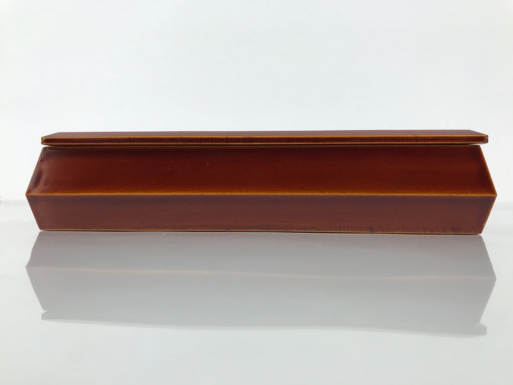 Japanese Lacquered Wooden Lidded Fumibako Letter Box Vtg Shunkei Nuri Brown LWB1
