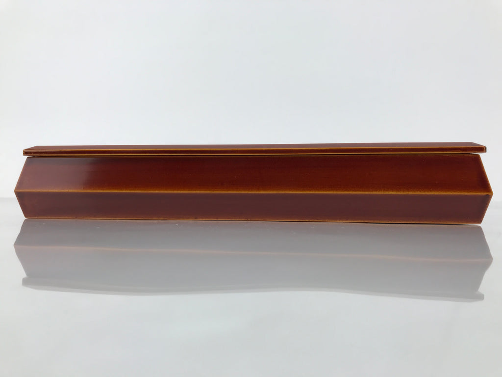 Japanese Lacquered Wooden Lidded Fumibako Letter Box Vtg Shunkei Nuri Brown LWB1