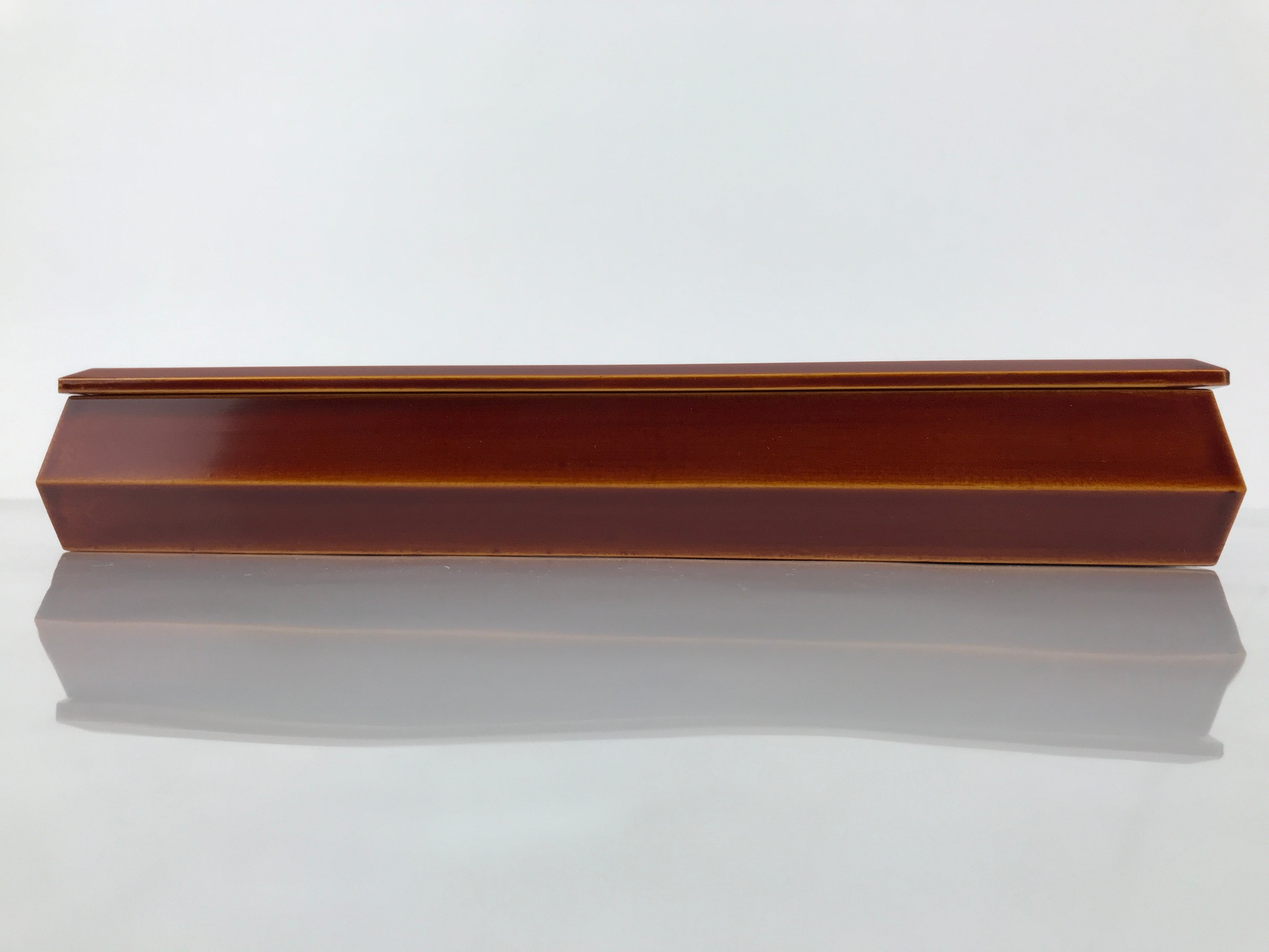 Japanese Lacquered Wooden Lidded Fumibako Letter Box Vtg Shunkei Nuri Brown LWB1