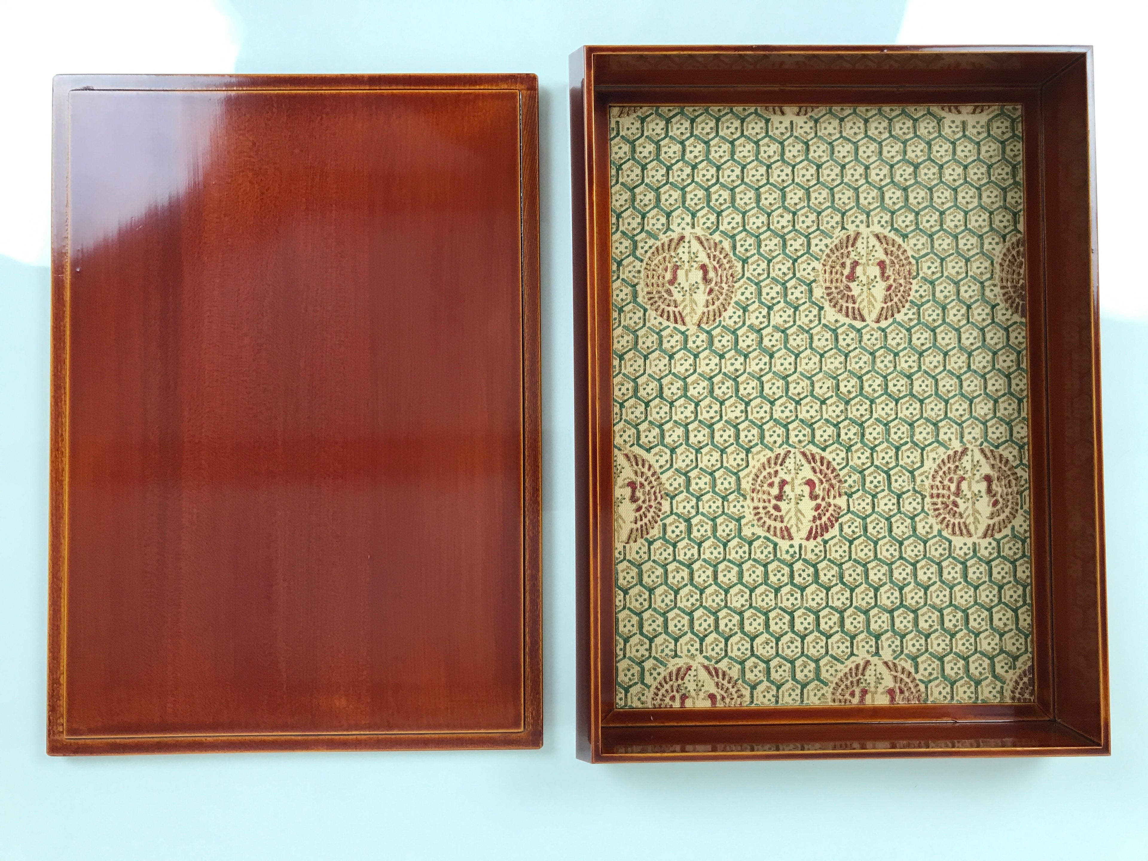Japanese Lacquered Wooden Lidded Fumibako Letter Box Vtg Shunkei Nuri Brown LWB1