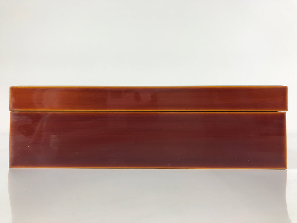 Japanese Lacquered Wooden Lidded Fumibako Letter Box Vtg Silk Shunkei Nuri FB81