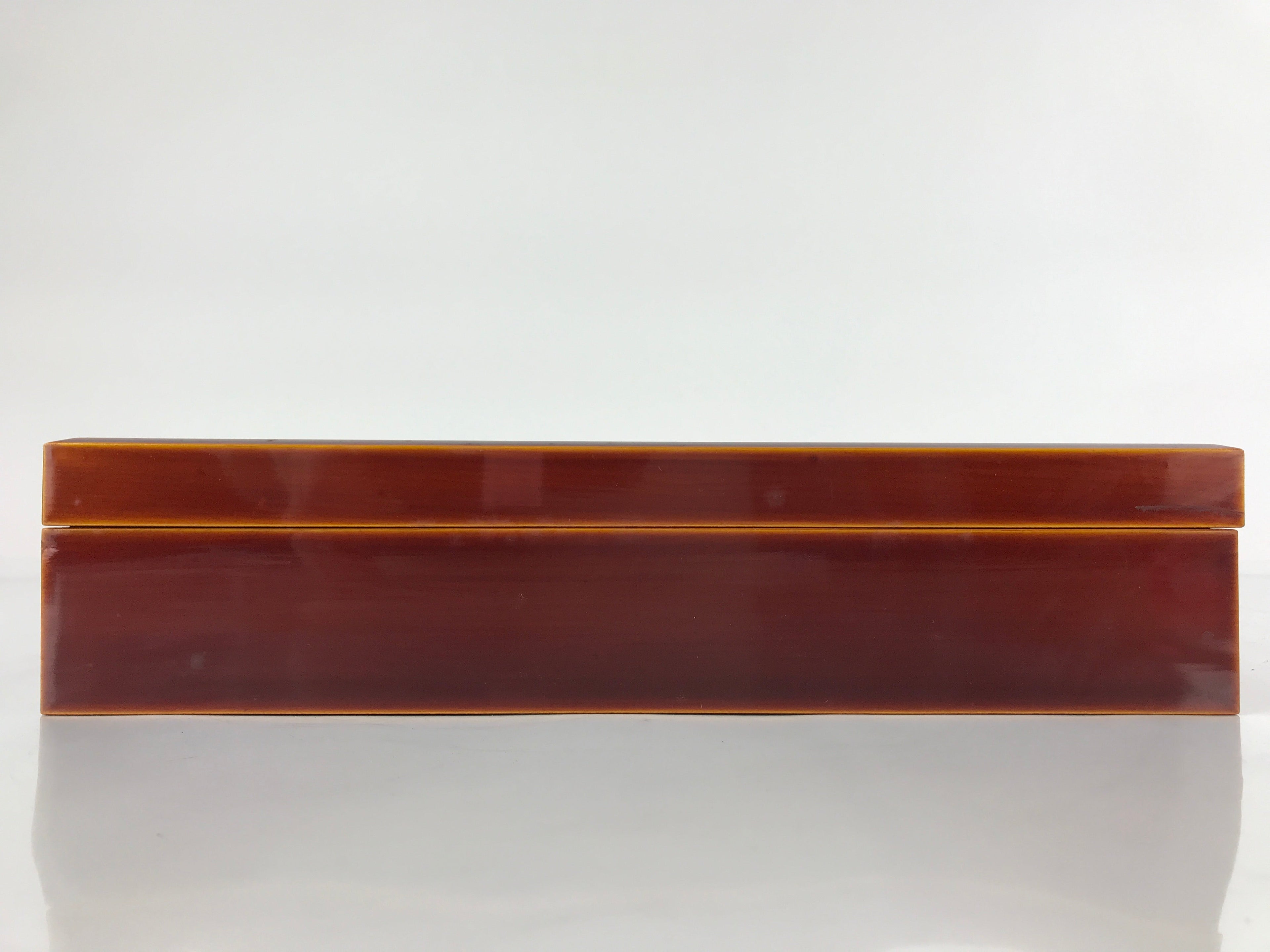 Japanese Lacquered Wooden Lidded Fumibako Letter Box Vtg Silk Shunkei Nuri FB81