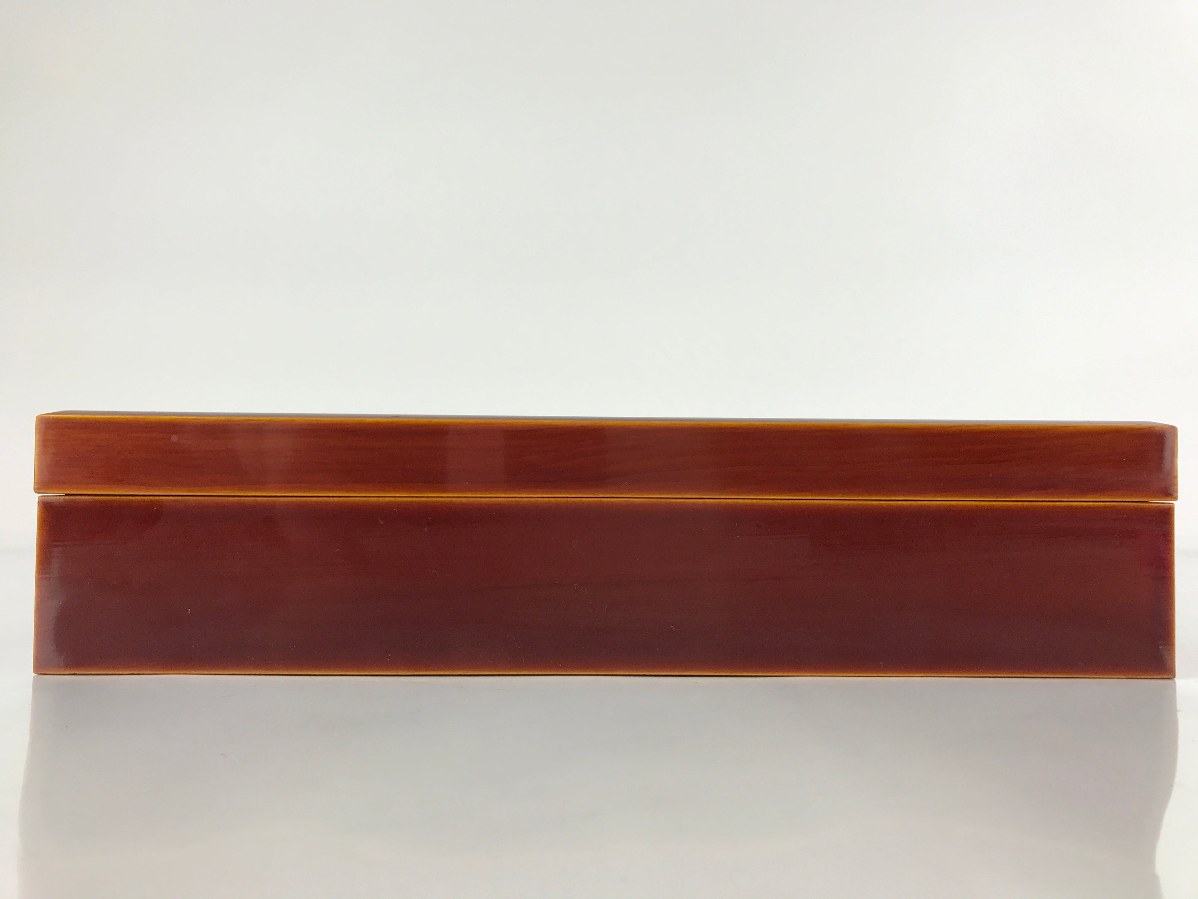 Japanese Lacquered Wooden Lidded Fumibako Letter Box Vtg Silk Shunkei Nuri FB81