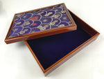 Japanese Lacquered Wooden Lidded Fumibako Letter Box Vtg Silk Shunkei Nuri FB81