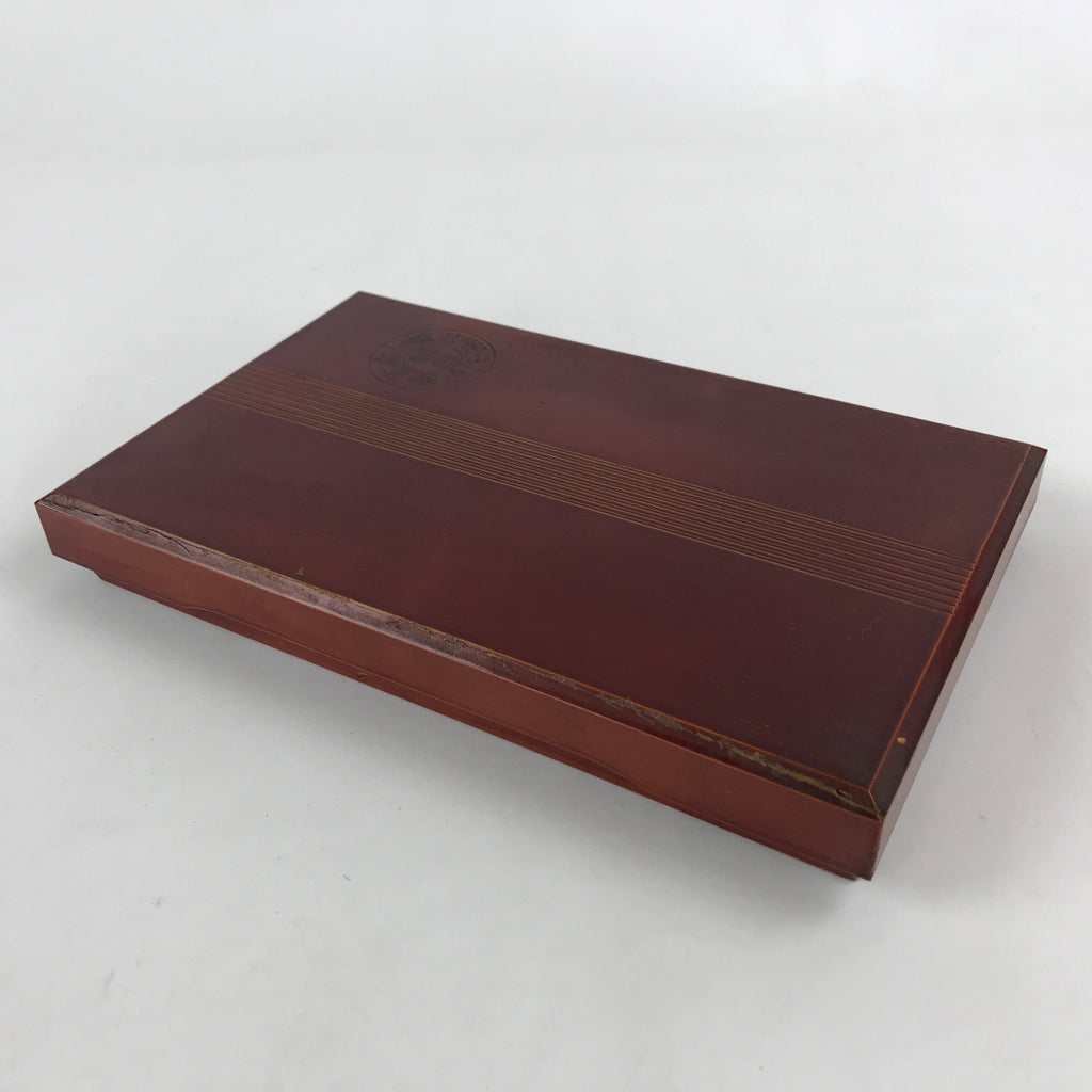 Japanese Lacquered Wooden Lidded Fumibako Letter Box Vtg shunkei-nuri Box FB77