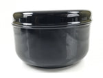 Japanese Lacquered Wooden Lidded Rice Container Vtg Bento Box Black Fish L370