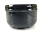 Japanese Lacquered Wooden Lidded Rice Container Vtg Bento Box Black Fish L370