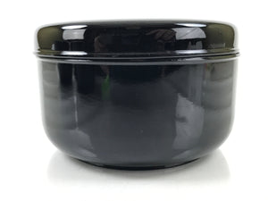 Japanese Lacquered Wooden Lidded Rice Container Vtg Bento Box Black Fish L371