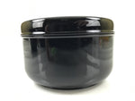 Japanese Lacquered Wooden Lidded Rice Container Vtg Bento Box Black Fish L372