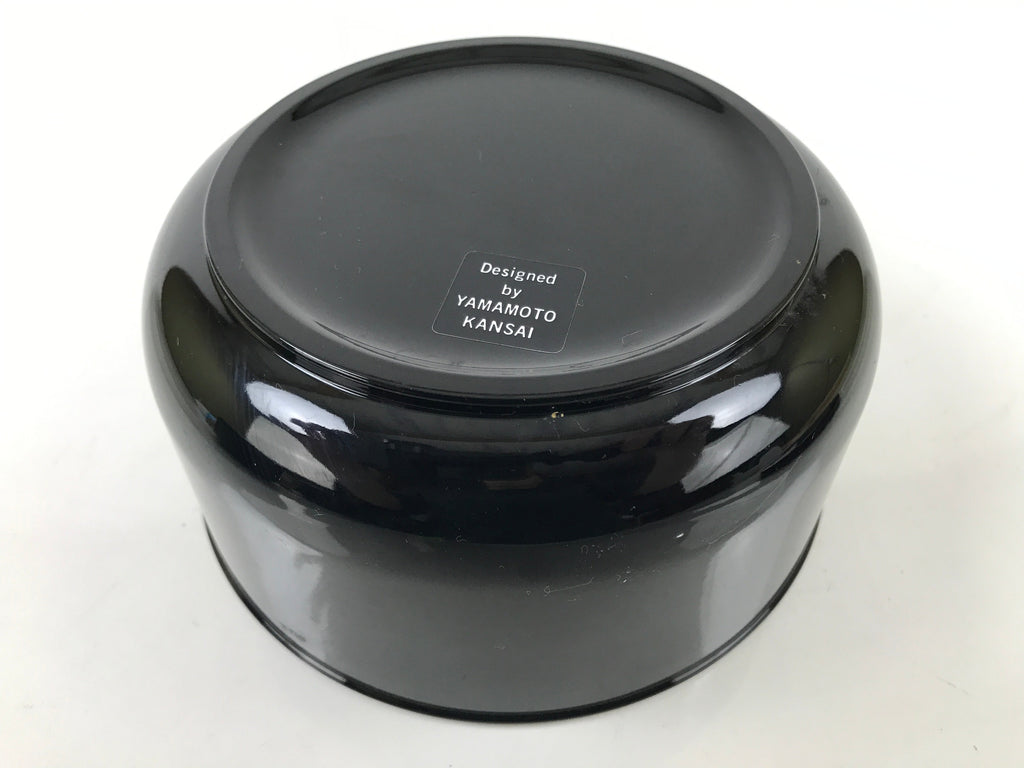 Japanese Lacquered Wooden Lidded Rice Container Vtg Bento Box Black Fish L372