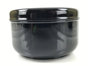 Japanese Lacquered Wooden Lidded Rice Container Vtg Bento Box Black Fish L373