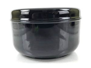 Japanese Lacquered Wooden Lidded Rice Container Vtg Bento Box Black Fish L373