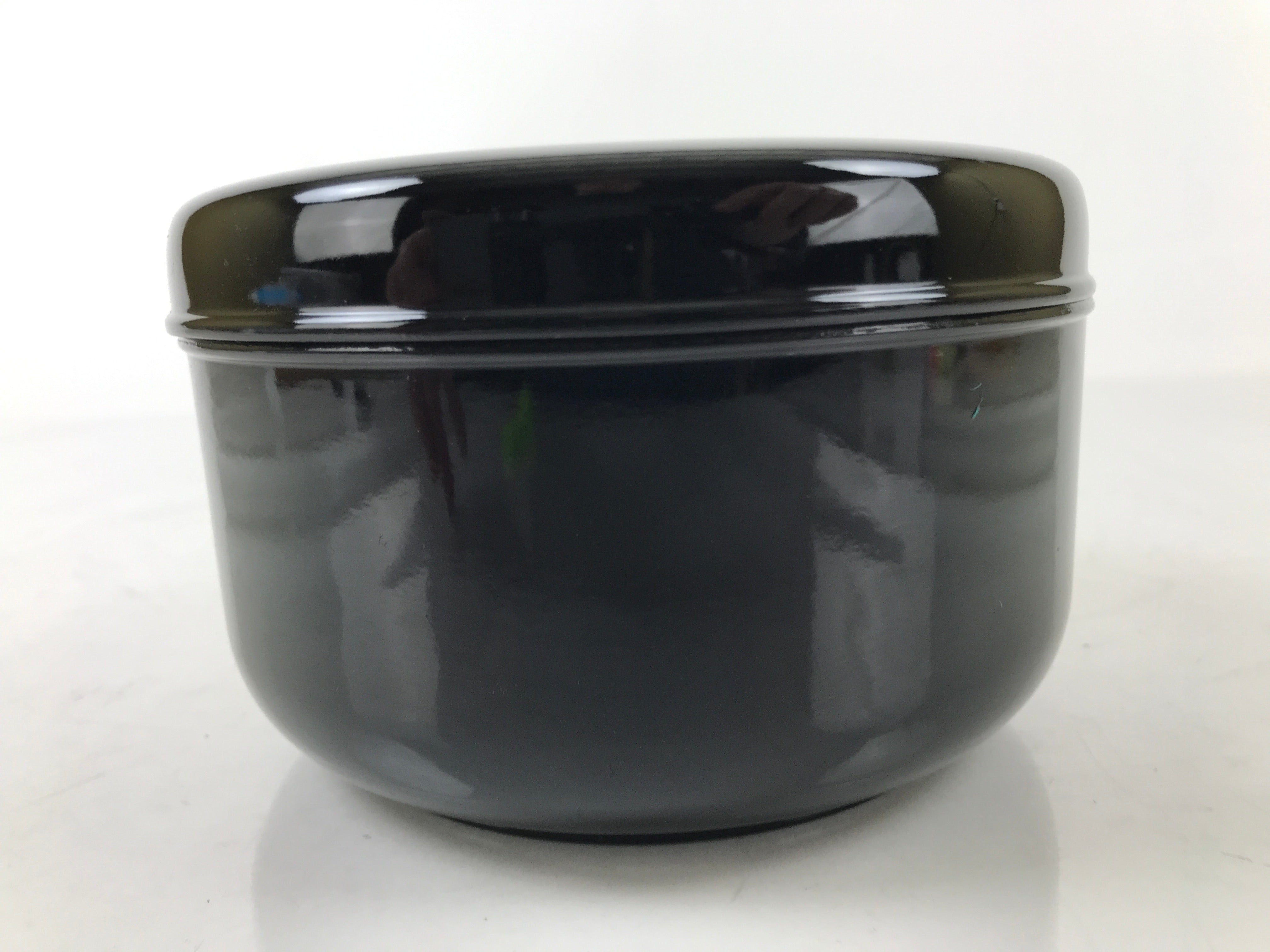 Japanese Lacquered Wooden Lidded Rice Container Vtg Bento Box Black Fish L374