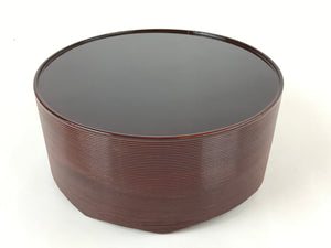 Japanese Lacquered Wooden Lidded Round Box Vtg Chabitsu Ginkgo Wajima-Nuri LWB77