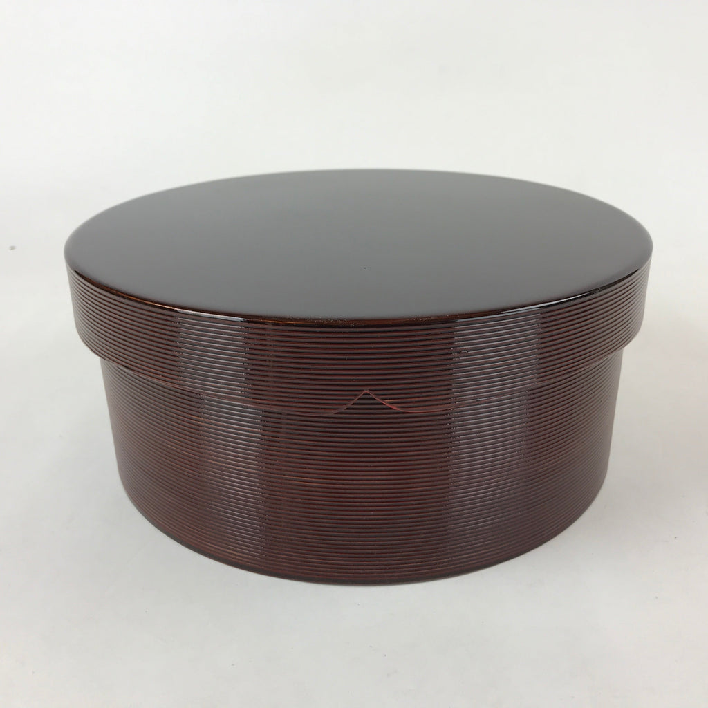 Japanese Lacquered Wooden Lidded Round Box Vtg Chabitsu Ginkgo Wajima-Nuri LWB77