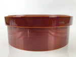 Japanese Lacquered Wooden Lidded Tea Box Vtg Round Chabitsu Shunkei Nuri L378