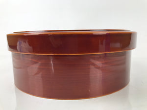 Japanese Lacquered Wooden Lidded Tea Box Vtg Round Chabitsu Shunkei Nuri L378