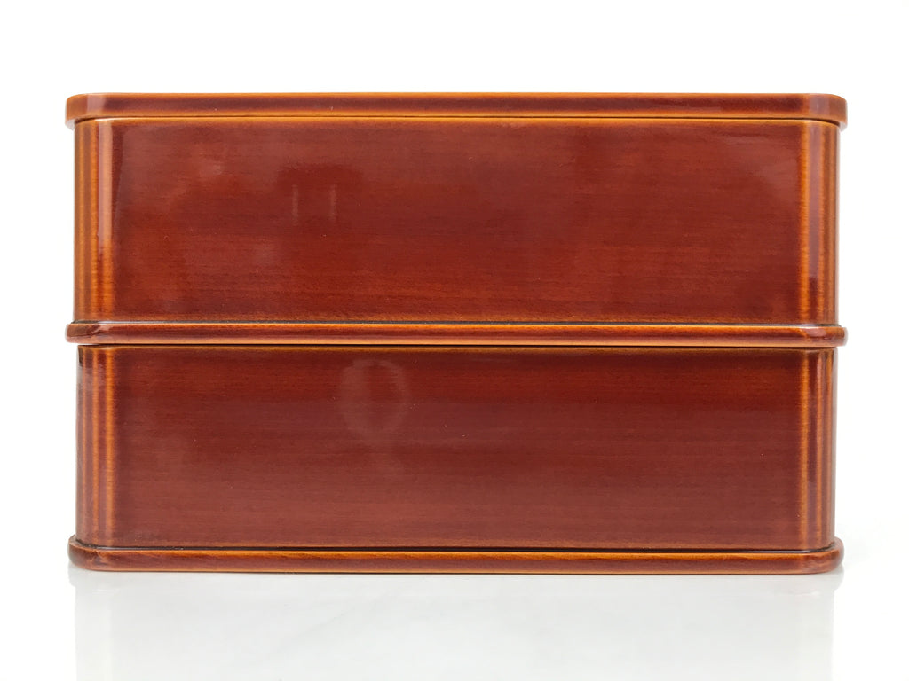 Japanese Lacquered Wooden Lunch Box Bento Jubako Shunkei Two Tiers Brown L557