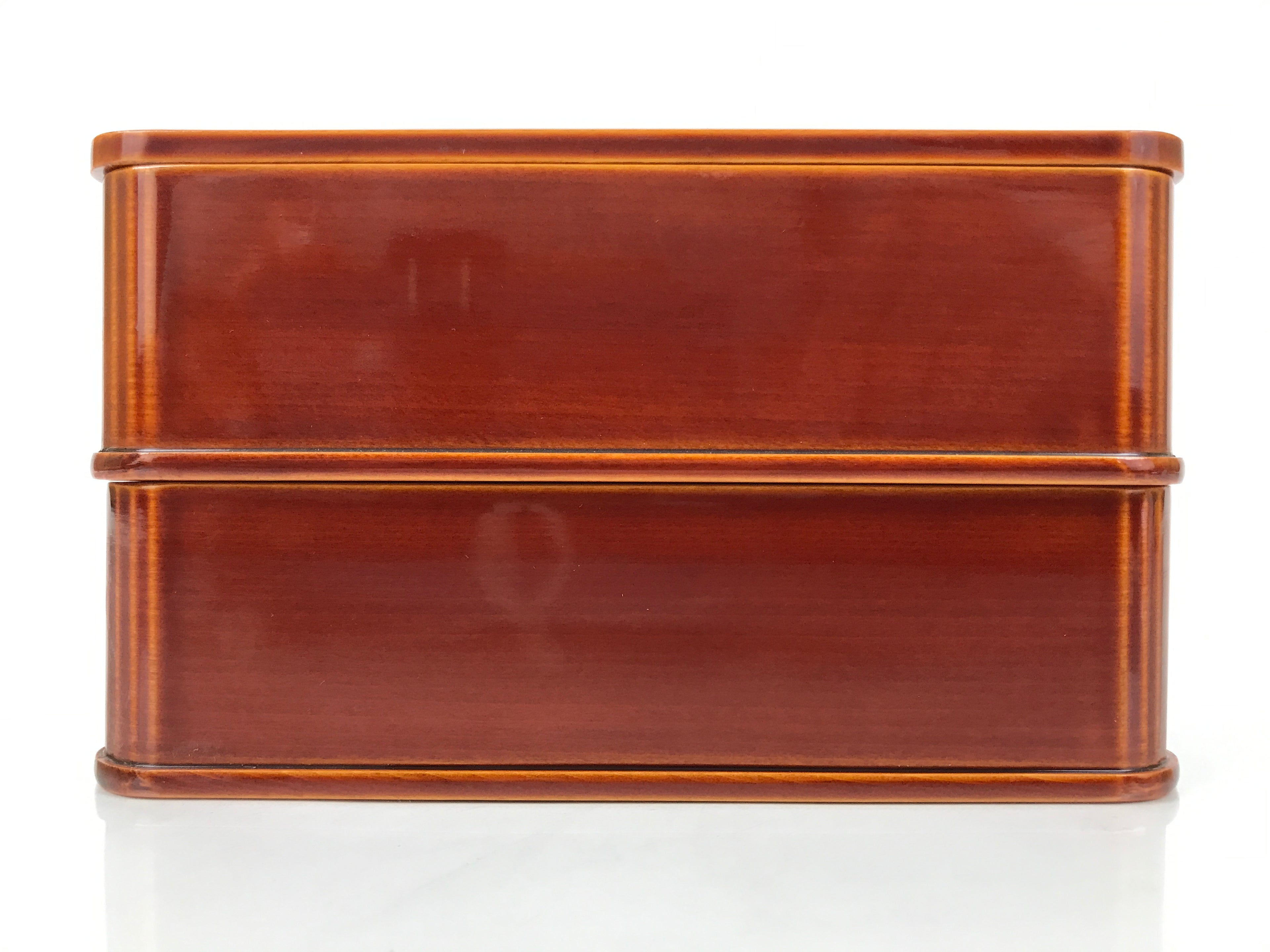 Japanese Lacquered Wooden Lunch Box Bento Jubako Shunkei Two Tiers Brown L557