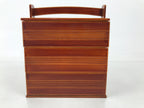 Japanese Lacquered Wooden Lunch Box Bento Shunkei Two Tiers Brown Handle L490