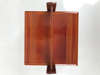 Japanese Lacquered Wooden Lunch Box Bento Shunkei Two Tiers Brown Handle L490