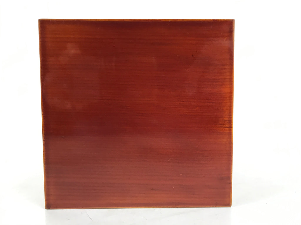 Japanese Lacquered Wooden Lunch Box Bento Shunkei Two Tiers Brown Handle L490