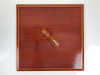 Japanese Lacquered Wooden Lunch Box Bento Shunkei Two Tiers Brown Handle LWB165