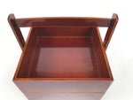 Japanese Lacquered Wooden Lunch Box Bento Shunkei Two Tiers Brown Handle LWB165