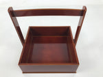Japanese Lacquered Wooden Lunch Box Bento Shunkei Two Tiers Brown Handle LWB165