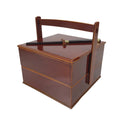 Japanese Lacquered Wooden Lunch Box Bento Shunkei Two Tiers Brown Handle LWB165