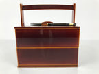 Japanese Lacquered Wooden Lunch Box Bento Shunkei Two Tiers Brown Handle LWB178