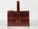 Japanese Lacquered Wooden Lunch Box Bento Shunkei Two Tiers Brown Handle LWB178