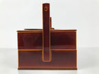 Japanese Lacquered Wooden Lunch Box Bento Shunkei Two Tiers Brown Handle LWB178