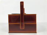 Japanese Lacquered Wooden Lunch Box Bento Shunkei Two Tiers Brown Handle LWB178